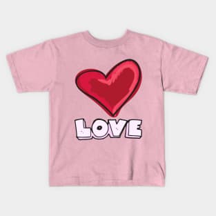 Red heart love Kids T-Shirt